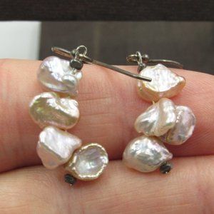 Sterling Silver Rustic Rough Pearl Earrings